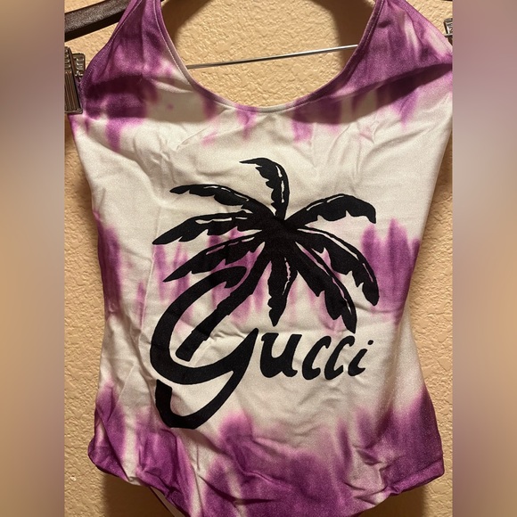 New Gucci Multicolor Logo One Piece Swimsuit - Picture 3 of 9